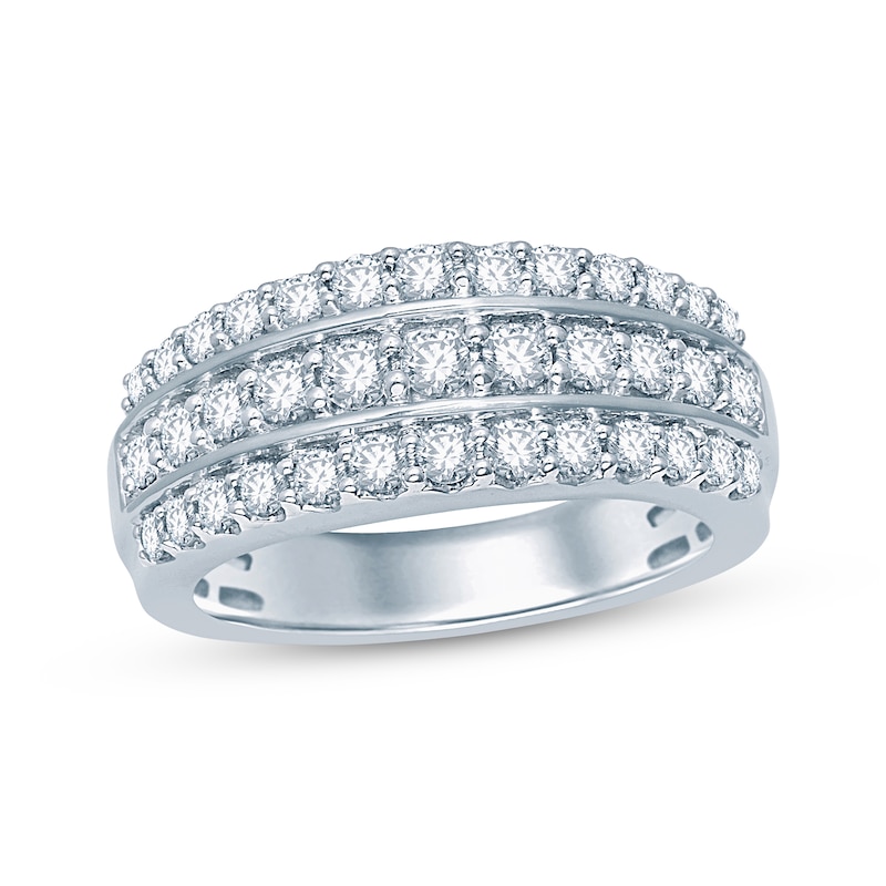 Diamond Anniversary Ring 1 ct tw Round-cut White Gold Plated