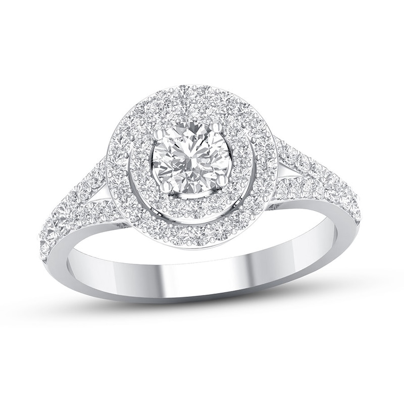 Certified Diamond Engagement Ring 3/4 ct tw White Gold Plated