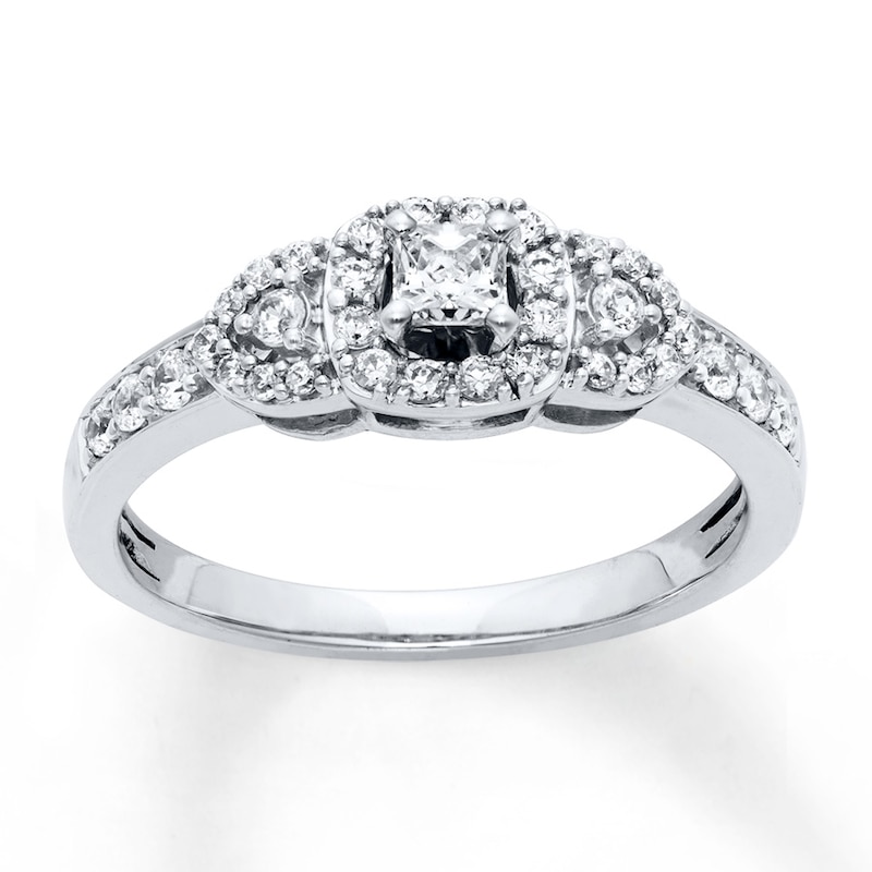 Diamond Engagement Ring 1/2 Carat tw White Gold Plated