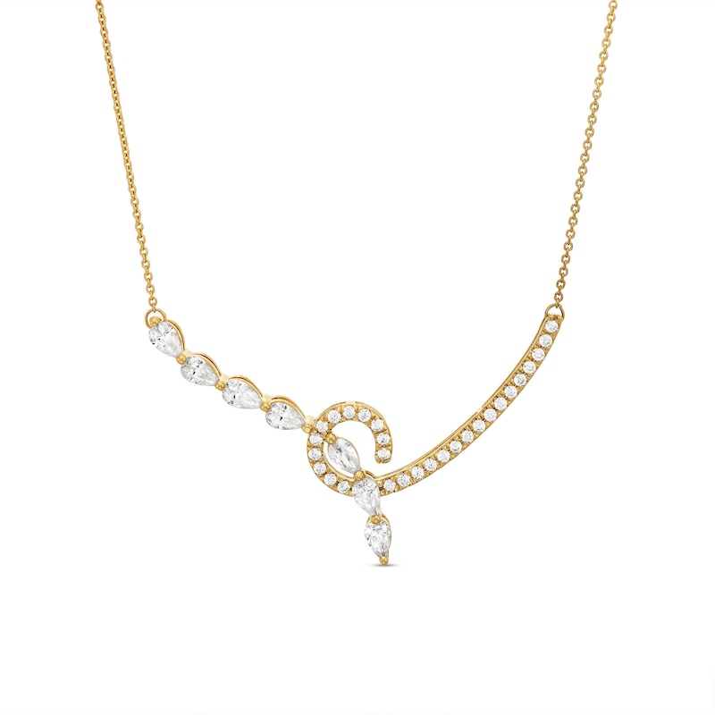 Diamond Swirl Necklace 1 ct tw Pear & Round-cut Yellow Gold Plated 18"