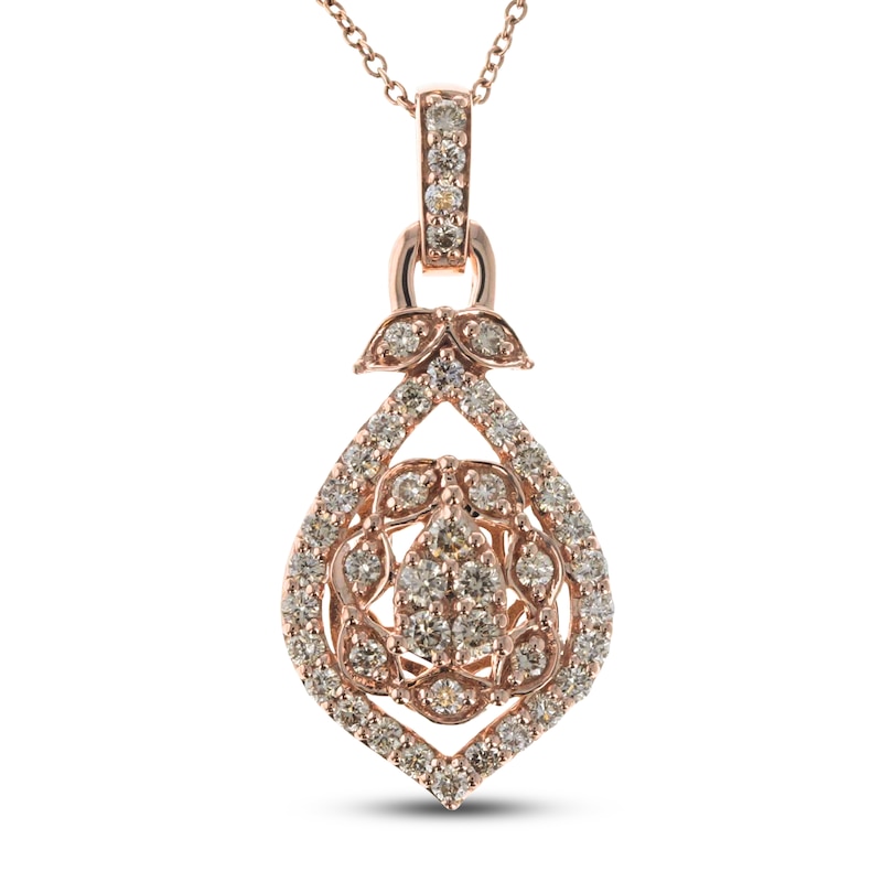 Le Vian Creme Brulee Necklace 7/8 ct tw Diamond Strawberry Gold Plated 18"