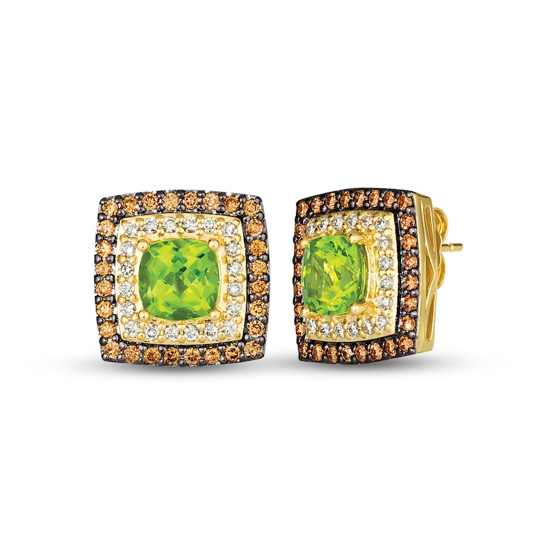 Le Vian Peridot Earrings 3/4 ct tw Diamonds Honey Gold Plated