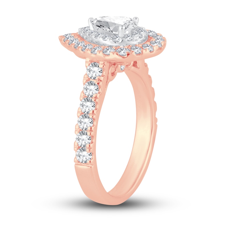 Multi-Diamond Engagement Ring 1-1/2 ct tw Pear & Round-cut Rose Gold Plated