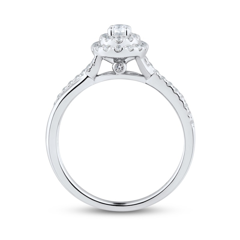 Diamond Engagement Ring 1/2 ct tw Oval & Round-Cut White Gold Plated