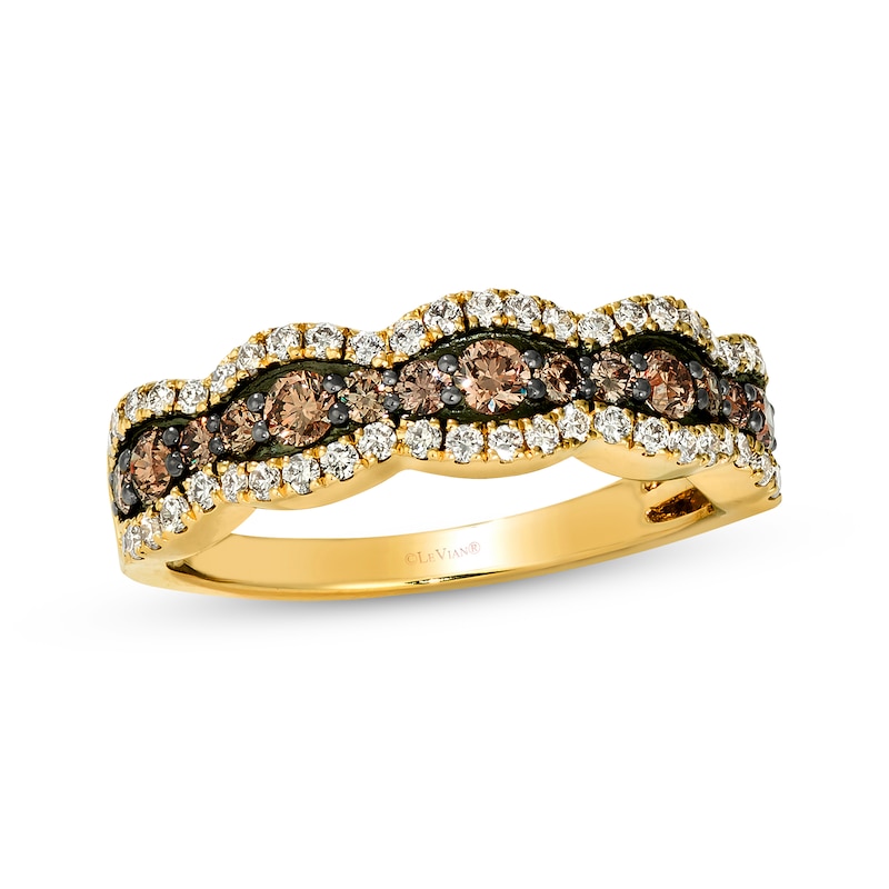 Le Vian Chocolate Waterfall Diamond Ring 7/8 ct tw Honey Gold Plated
