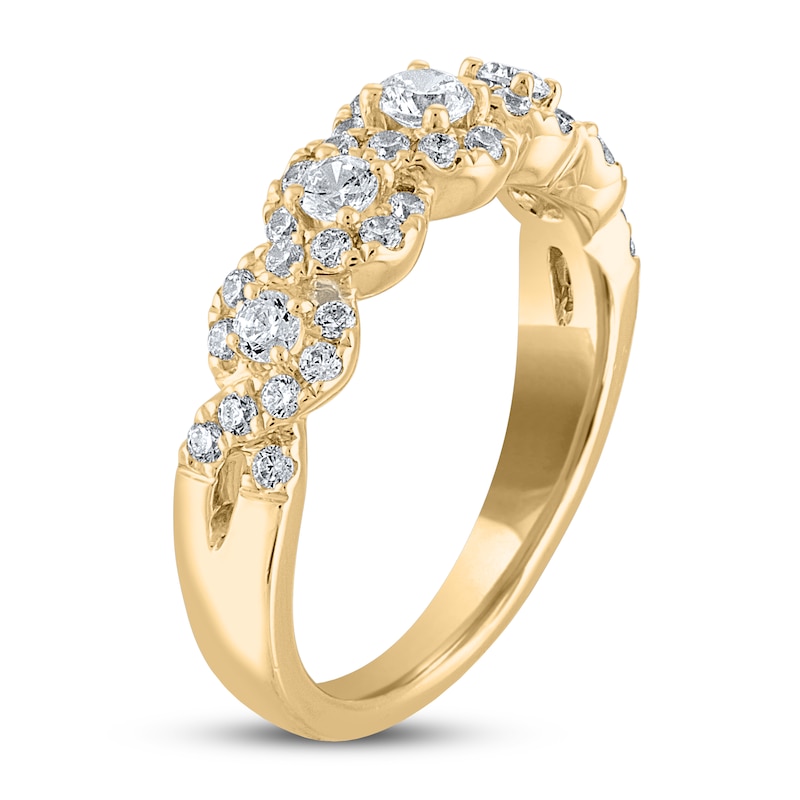 THE LEO Diamond Anniversary Ring 3/4 ct tw Round-cut Yellow Gold Plated