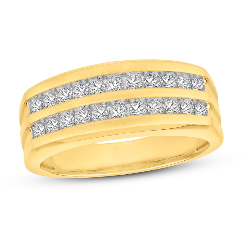 Men's Diamond Wedding Band 3/4 ct tw Yellow Gold Plated
