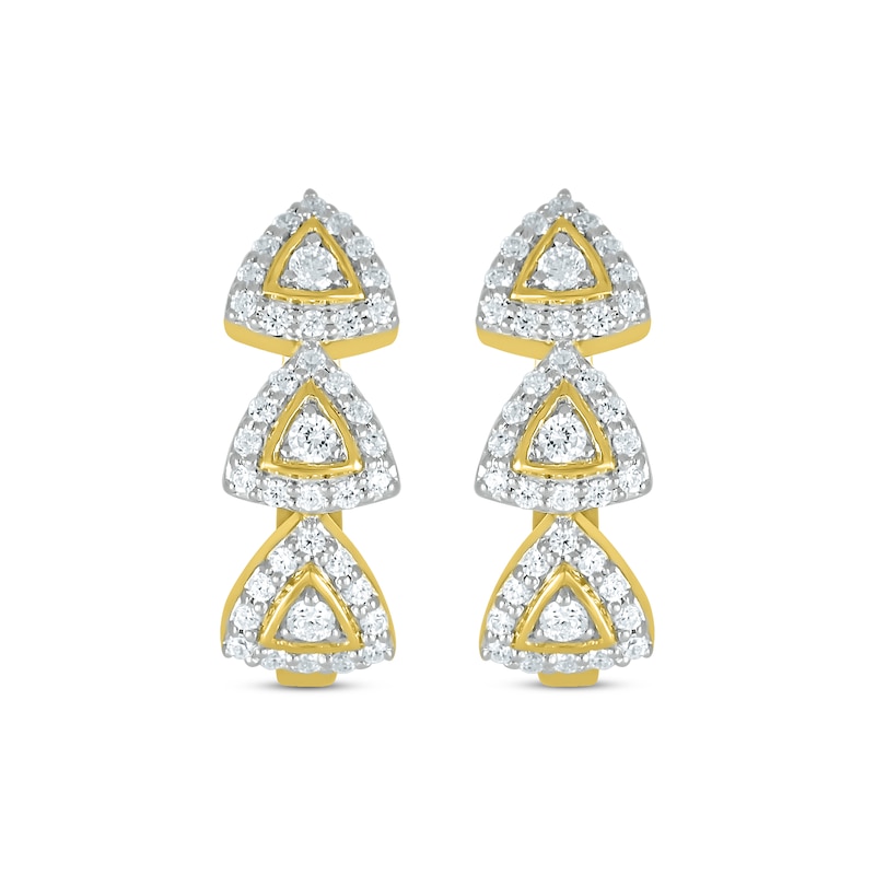 Diamond Hoop Earrings 1/2 ct tw Round-cut Yellow Gold Plated