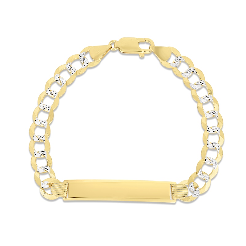 Solid Curb Chain ID Bracelet Two-Tone Gold Plated 8.5"