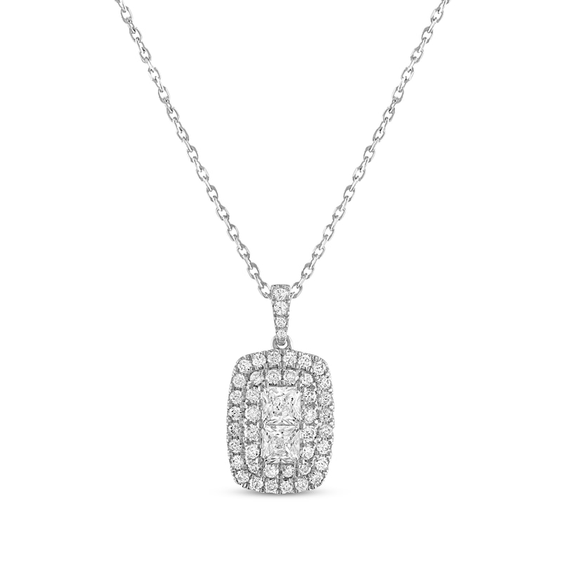Forever Connected Diamond Necklace 1/2 ct tw Princess & Round-cut White Gold Plated 18"