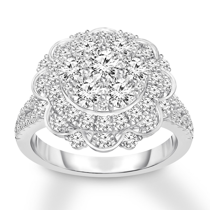 Diamond Engagement Ring 1-1/3 ct tw Round-cut White Gold Plated