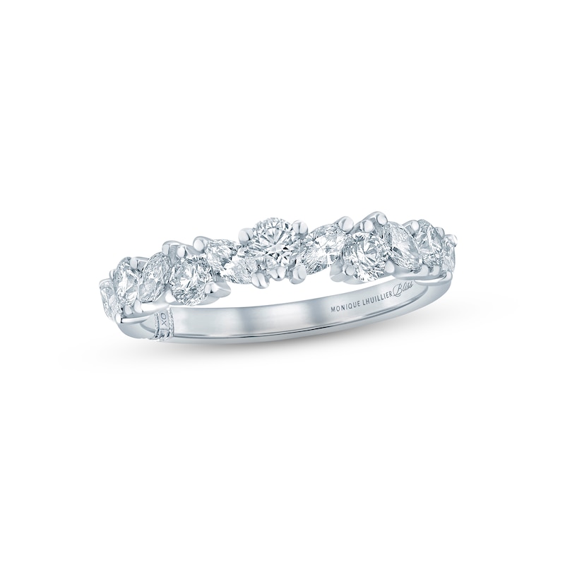 Monique Lhuillier Bliss Diamond Anniversary Band 1 ct tw Marquise & Round-cut White Gold Plated