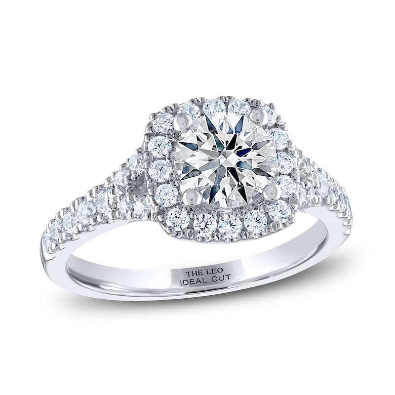 THE LEO Ideal Cut Diamond Engagement Ring 1-3/8 ct tw Round-cut White Gold Plated