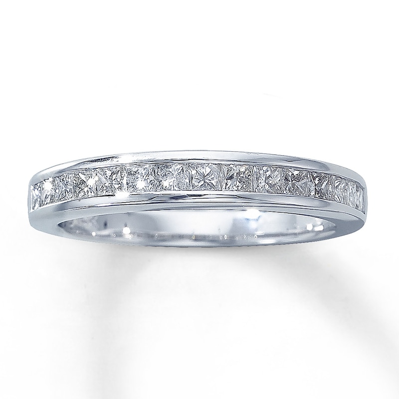 Wedding Band 3/4 ct tw Princess-cut Diamonds White Gold Plated