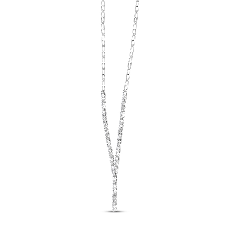 Diamond Necklace 1 ct tw Round-cut White Gold Plated