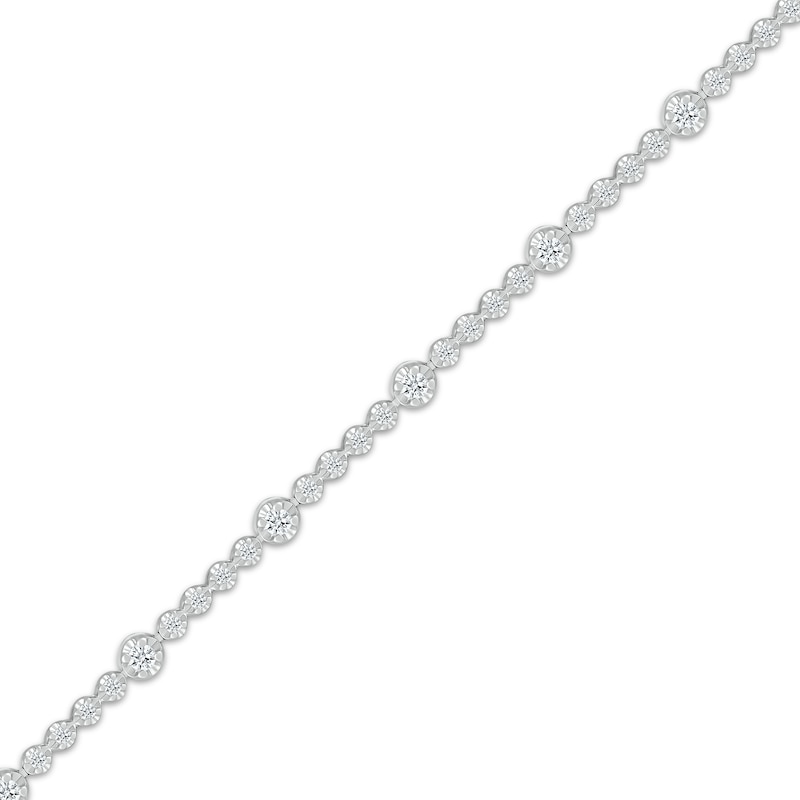 Diamond Station Tennis Bracelet 1 ct tw White Gold Plated 7.25"