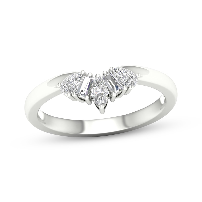 Marquise & Baguette-Cut Diamond Enhancer Ring 1/3 ct tw White Gold Plated