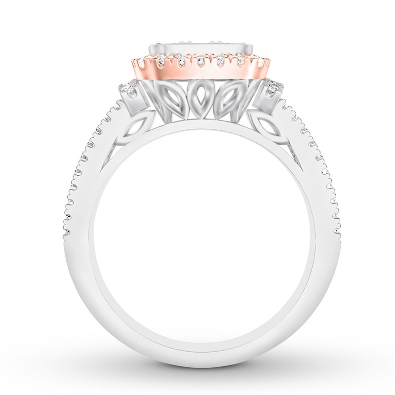 Diamond Engagement Ring 7/8 ct tw Round-cut Two-Tone Gold Plated