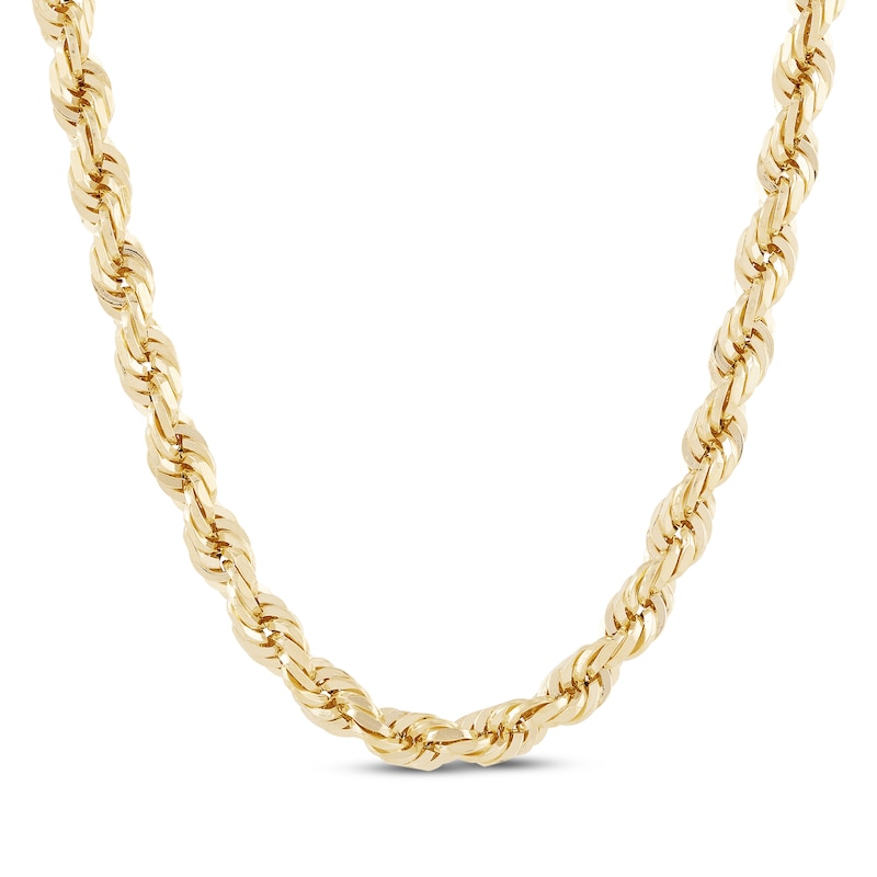 Semi-Solid Glitter Rope Chain 5.5mm Yellow Gold Plated 22"