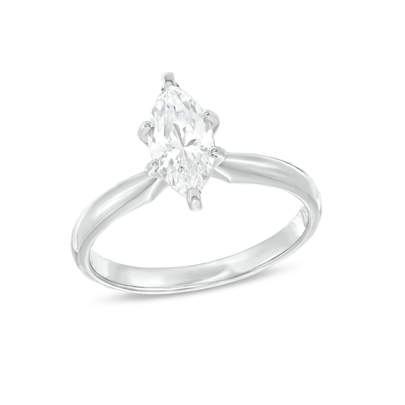 Diamond Solitaire Ring 1 carat Marquise White Gold Plated