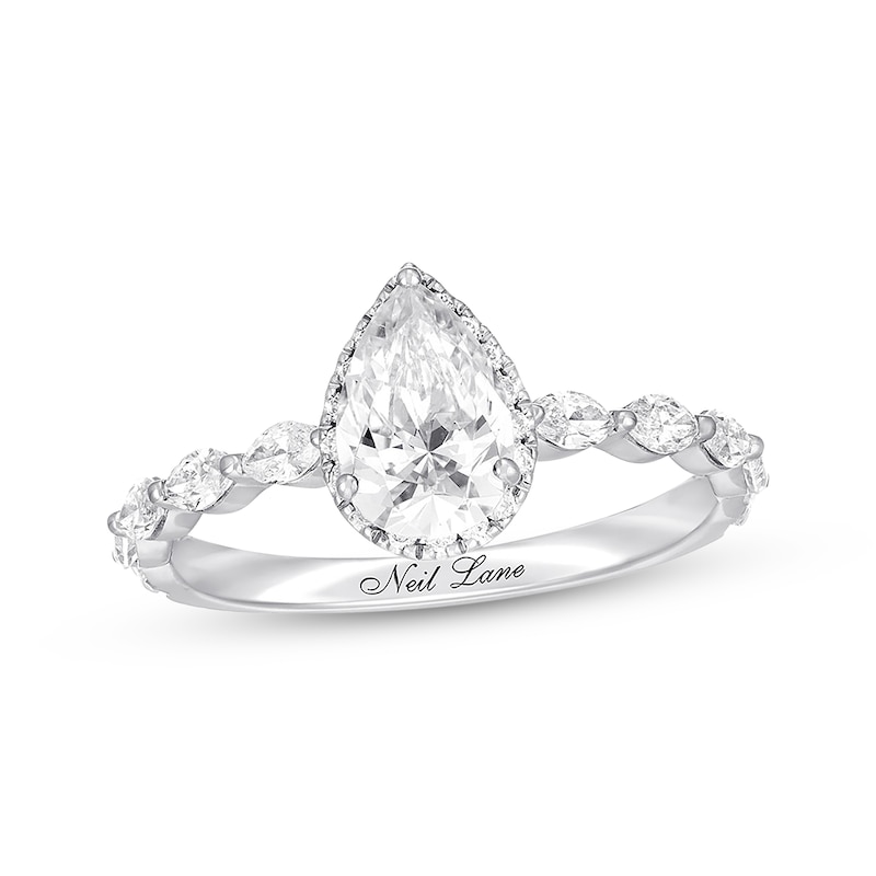 Neil Lane Premiere Diamond Engagement Ring 1-1/2 ct tw Pear, Marquise & Round White Gold Plated