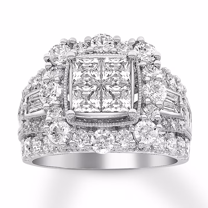Now + Forever Multi-Stone Diamond Engagement Ring 4 ct tw Princess-cut 14K White Gold