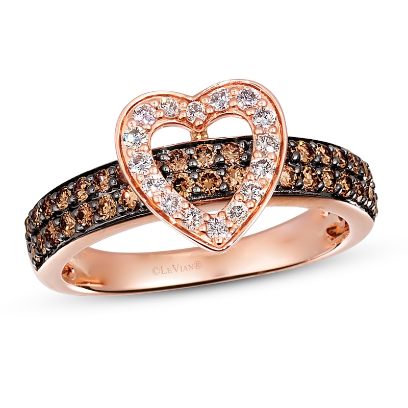 Le Vian Diamond Heart Ring 3/4 ct tw Round-cut Strawberry Gold Plated