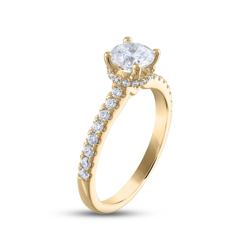 Diamond Engagement Ring 1-1/3 ct tw Round-cut Yellow Gold Plated
