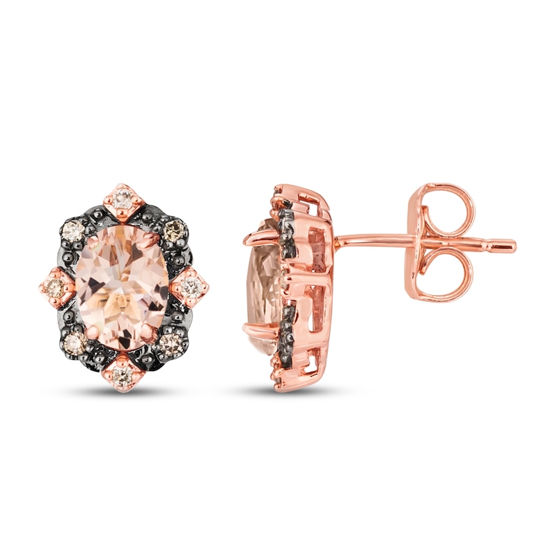 Le Vian Diamond & Morganite Earrings 1/10 ct tw Strawberry Gold Plated