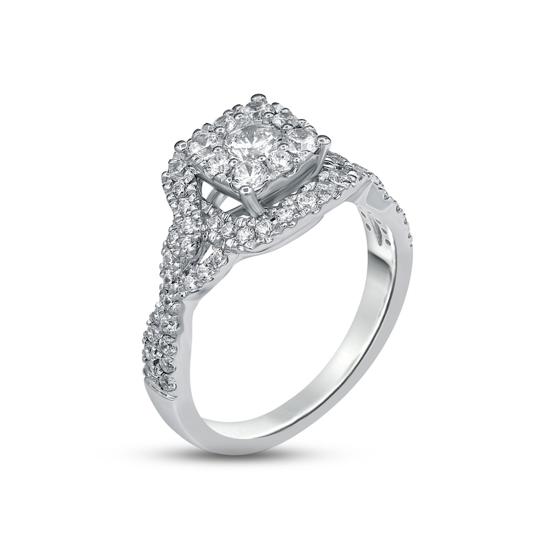 Diamond Engagement Ring 7/8 ct tw Round-cut White Gold Plated