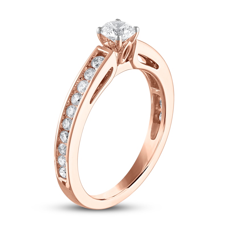 Diamond Engagement Ring 5/8 ct tw Round-cut Rose Gold Plated