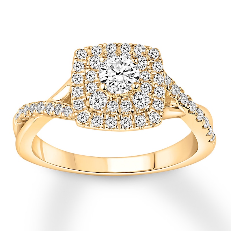 Diamond Engagement Ring 3/4 ct tw Round-cut Yellow Gold Plated