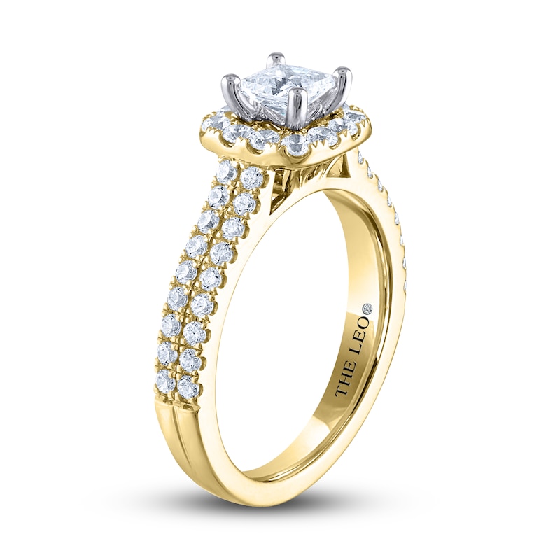 THE LEO Diamond Engagement Ring 1 ct tw Princess & Round Yellow Gold Plated