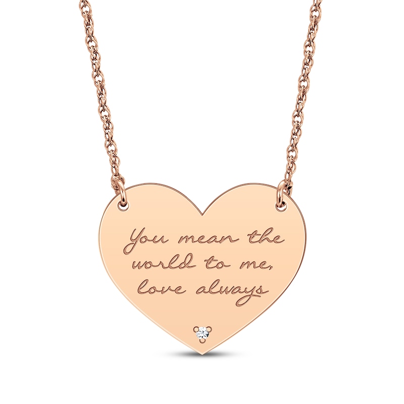 Diamond Accent Heart Necklace Rose Gold Plated 18”