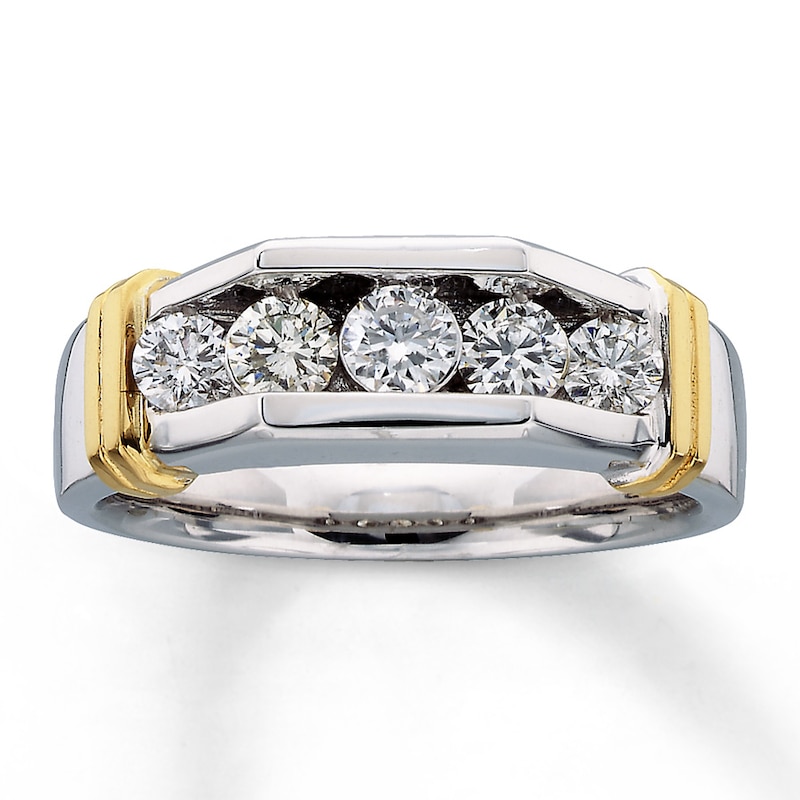 Men's Wedding Band 1 ct tw Round-cut Diamonds Two-Tone Gold Plated