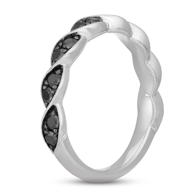 Neil Lane Black Diamond Anniversary Ring 5/8 ct tw Round-cut White Gold Plated