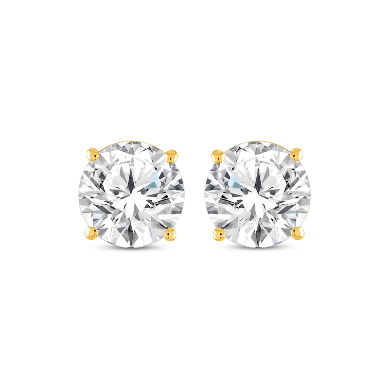 Round-Cut Diamond Solitaire Stud Earrings 1-1/2 ct tw Yellow Gold Plated
