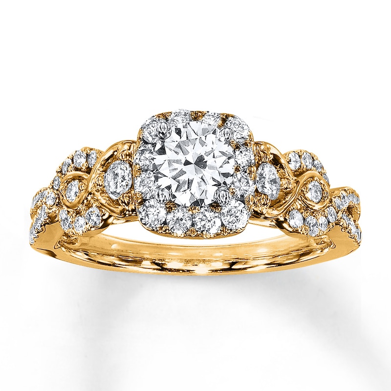 Diamond Engagement Ring 1 ct tw Round-cut Yellow Gold Plated