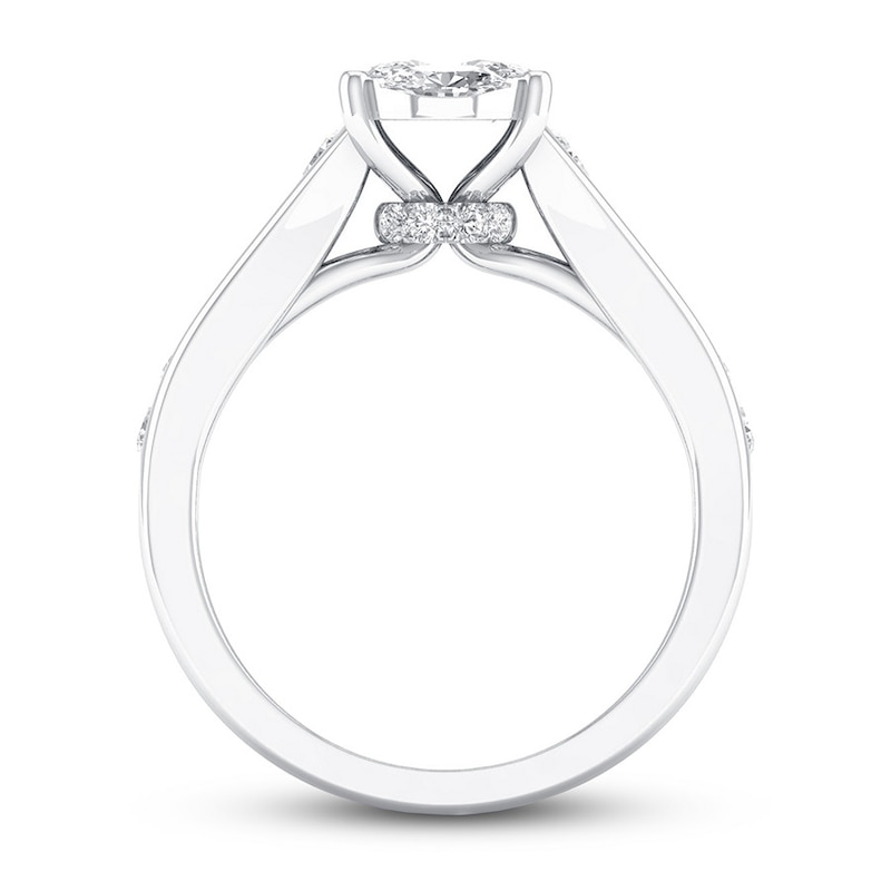 Certified Diamond Engagement Ring 1/2 ct tw Oval-cut White Gold Plated