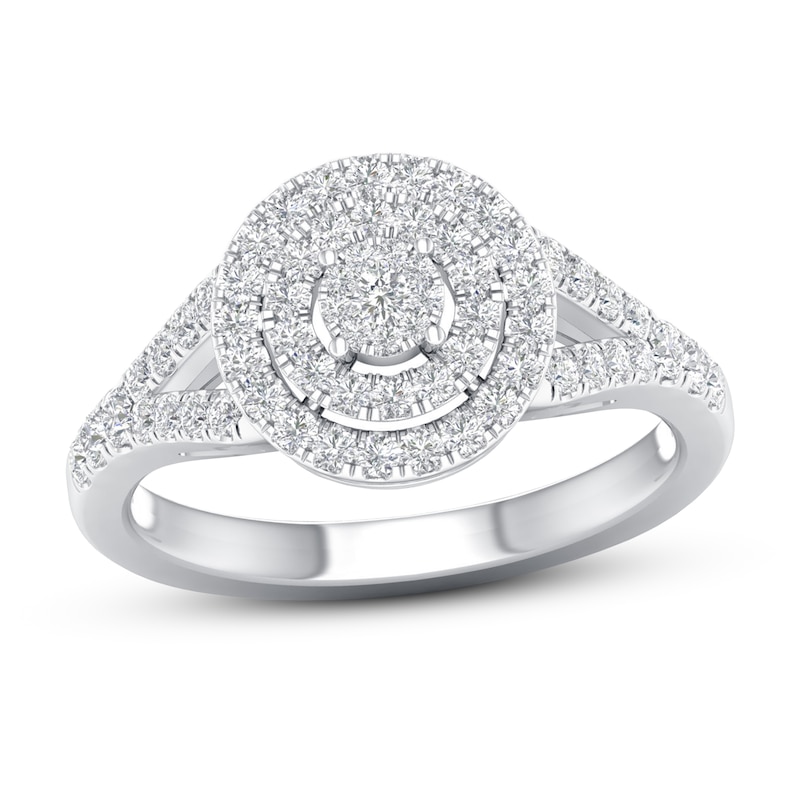 Diamond Engagement Ring 1/2 ct tw Round-cut White Gold Plated