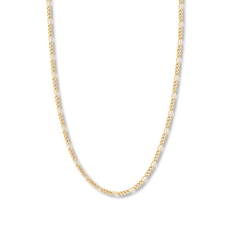 20" Solid Figaro Chain Necklace Yellow Gold Plated Appx. 3.2mm