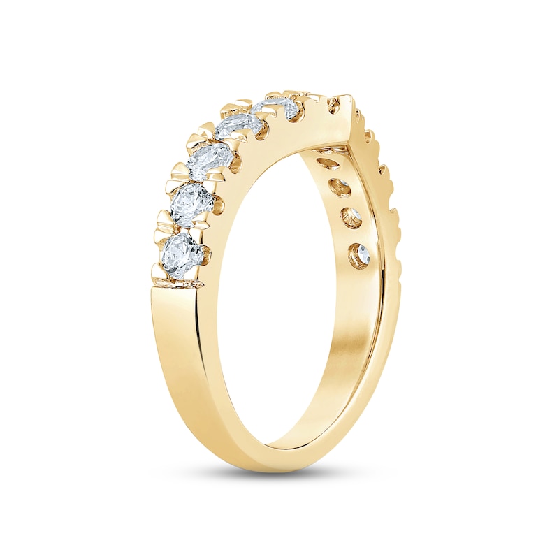 Diamond Contour Anniversary Ring 1 ct tw Round-cut Yellow Gold Plated