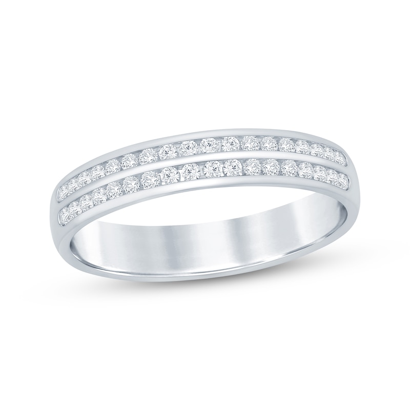 Round-Cut Diamond Anniversary Band 1/4 ct tw White Gold Plated