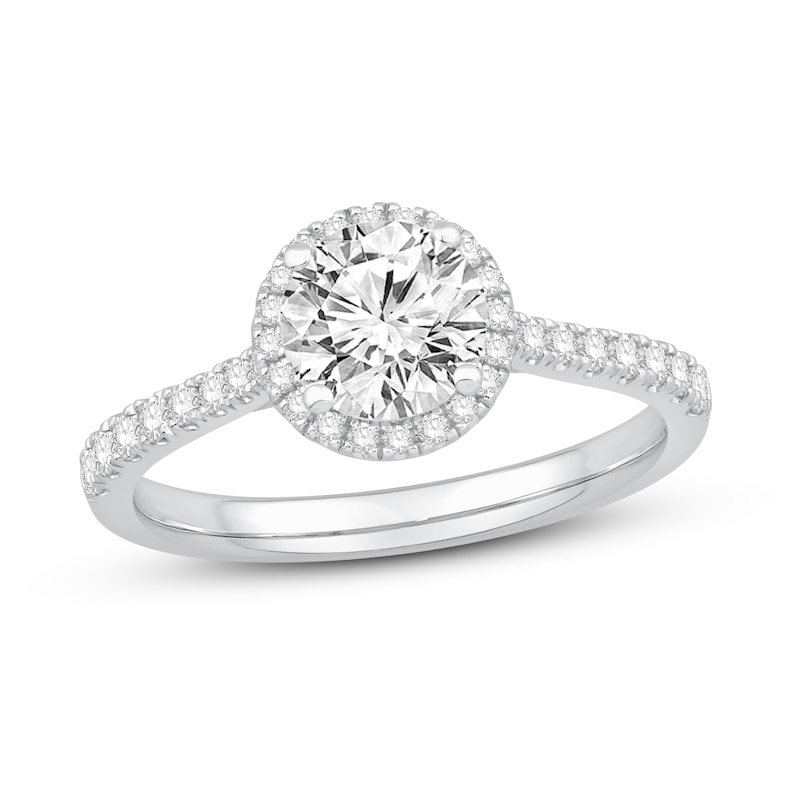 GIA Diamond Engagement Ring 1-1/4 ct tw Round-cut White Gold Plated