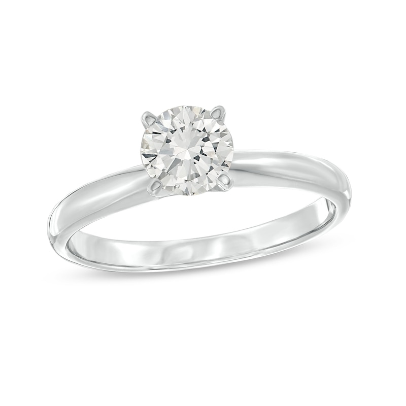 Diamond Solitaire Ring 3/4 ct Round-Cut White Gold Plated