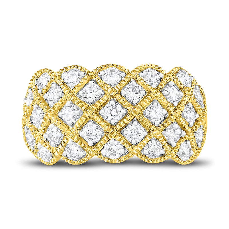 Diamond Checker Ring 1 ct tw Round-cut Yellow Gold Plated