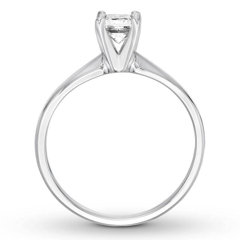Certified Diamond Solitaire 1/2 ct Princess-cut White Gold Plated