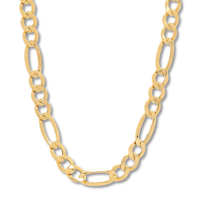 Figaro Link Necklace Yellow Gold Plated 22"