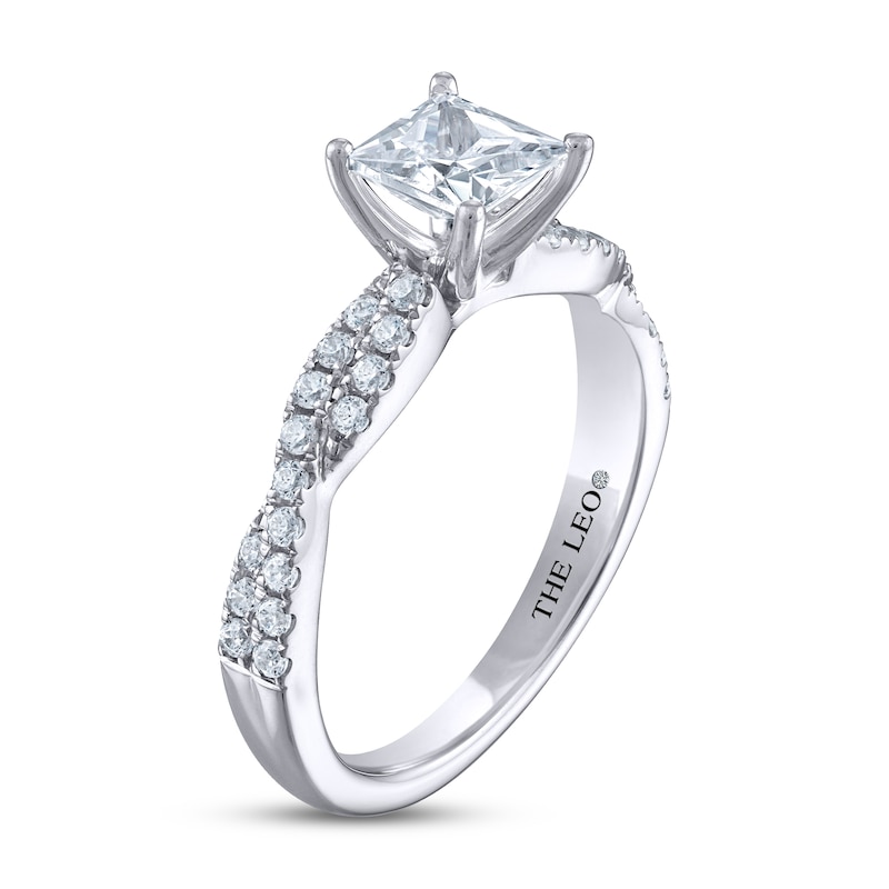 THE LEO Diamond Engagement Ring 1-1/4 ct tw Princess & Round-cut White Gold Plated