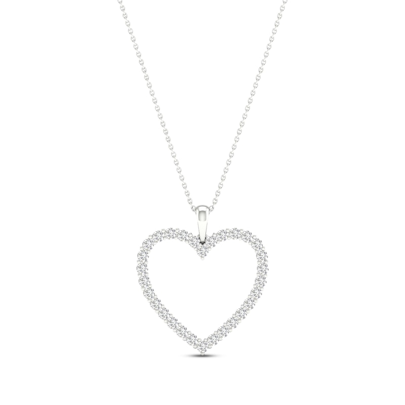 Lab-Created Diamonds by Heart Necklace 1-1/2 ct tw Round-Cut White Gold Plated 18"